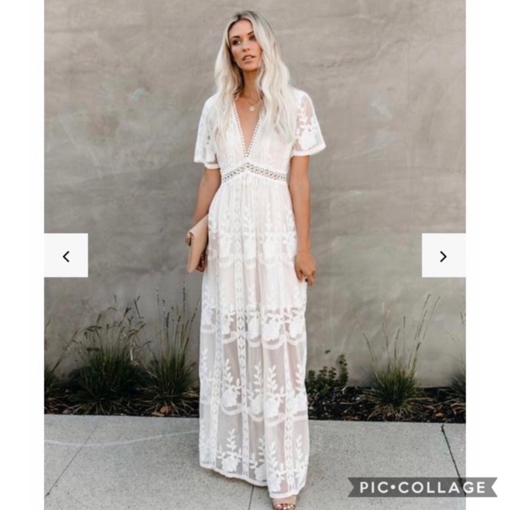 VICI White Lace Maxi Dress